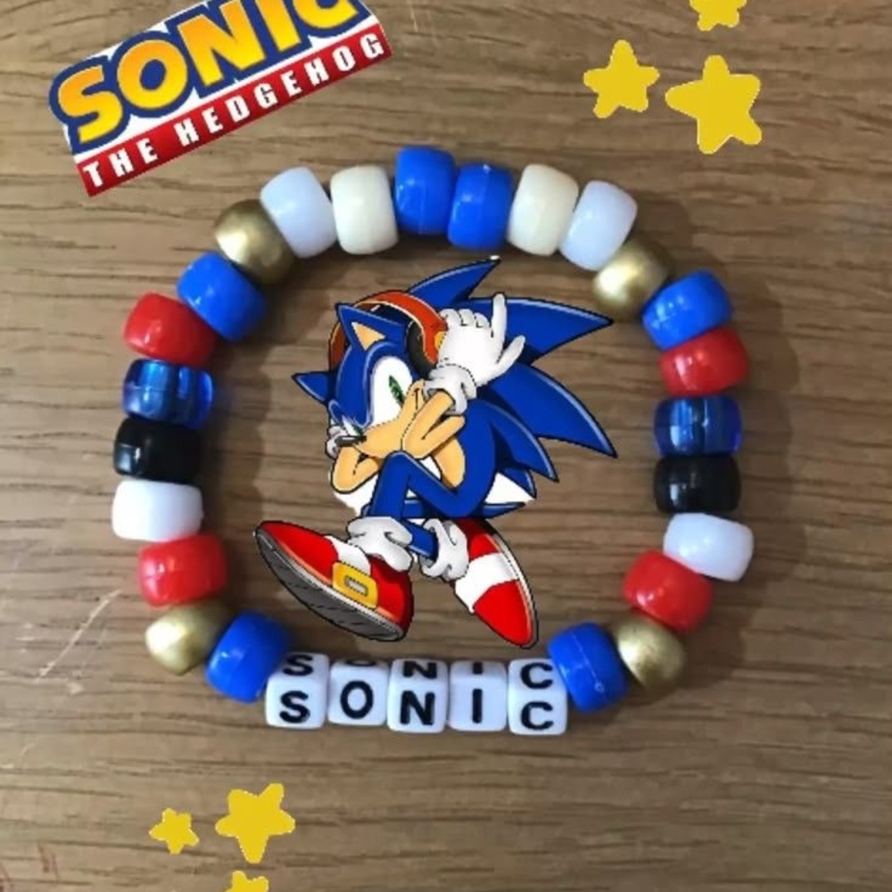 Sonic the Hedgehog 'Sonic' Handmade Beaded Kandi Bracelet
